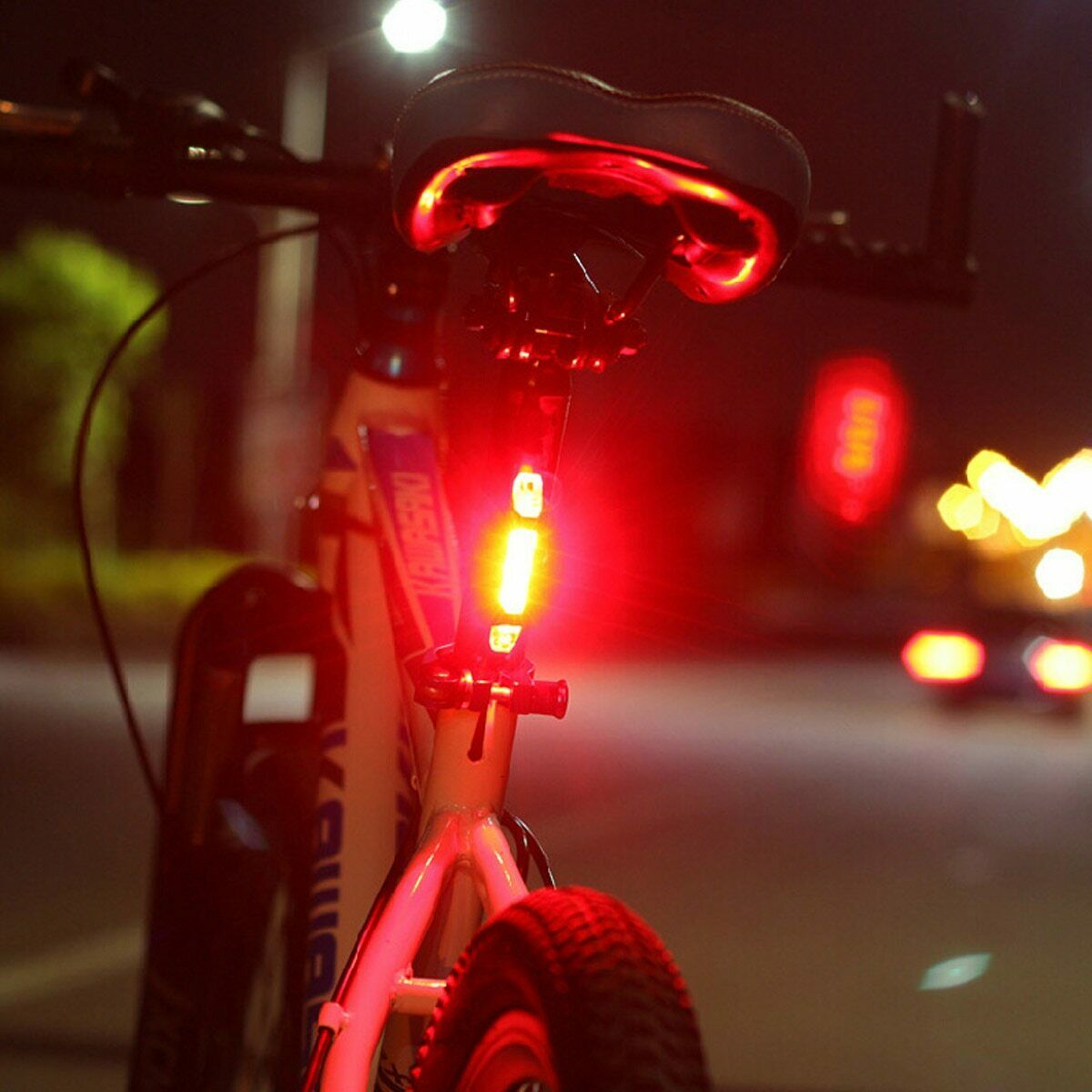 Rechargeable USB LED Bike Tail Red Light Cycling Back Multi LED Colour 8