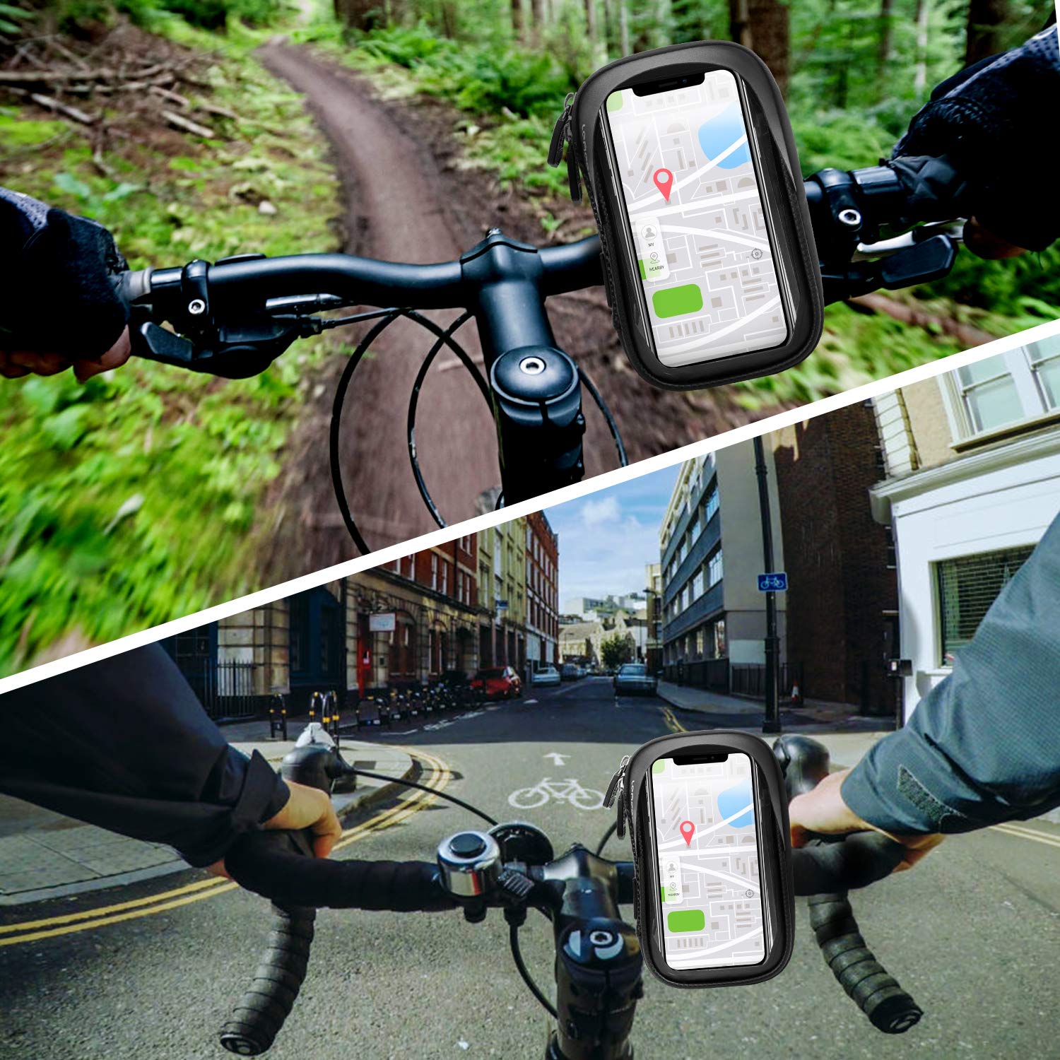 Supporto per telefono cellulare touch screen impermeabile per bicicletta